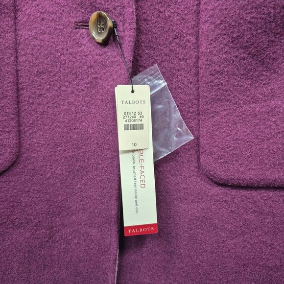 Talbots Coat Womens 10 Purple Wool Blend Peacoat Double Faced Reversible Buttons - Picture 8 of 15
